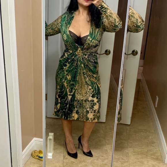 ❌❌sold eBay❌❌ Cavalli 42 gold green snake dress - Picture 2 of 8